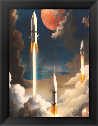 Framed Rockets in the Sky Print