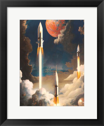 Framed Rockets in the Sky Print