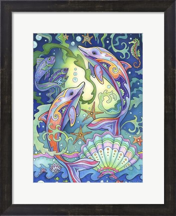 Framed Leaping Dolphins Print