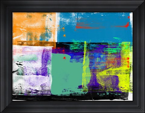 Framed Abstract Blue and Orange Print