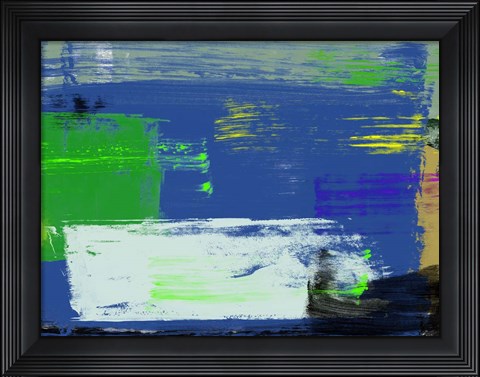 Framed Abstract Blue and Green Print