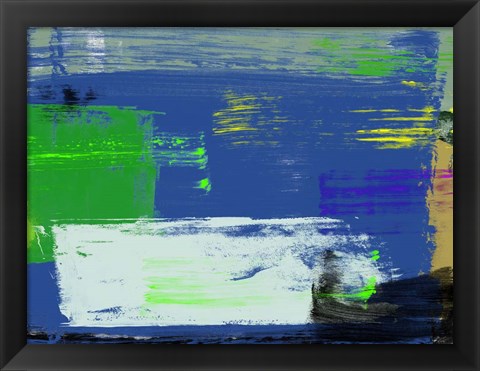 Framed Abstract Blue and Green Print