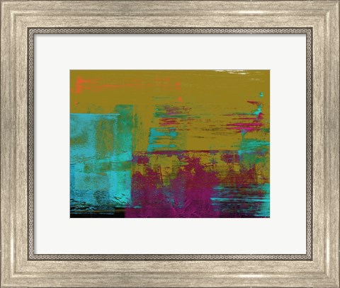 Framed Abstract Brown and Green Print