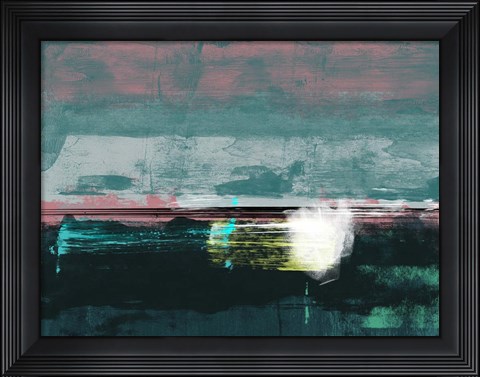 Framed Abstract  Green and White Print