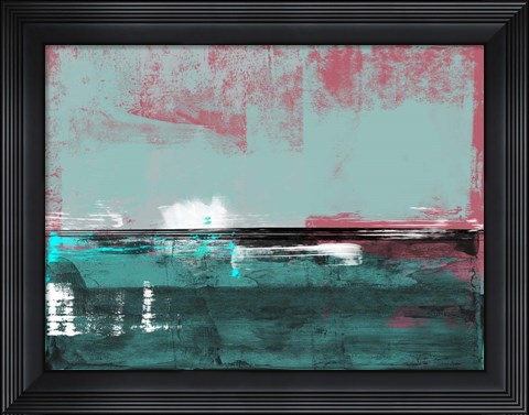 Framed Abstract Turquoise and Indian Red Print