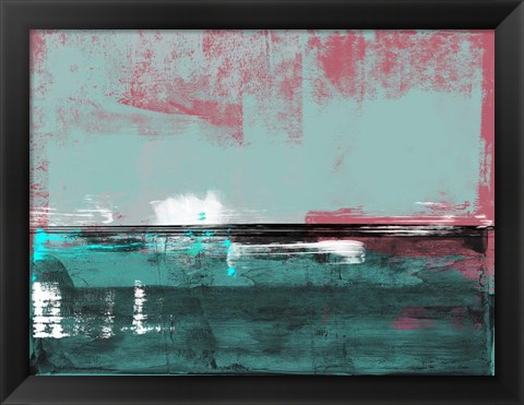 Framed Abstract Turquoise and Indian Red Print