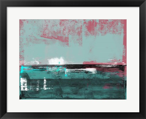 Framed Abstract Turquoise and Indian Red Print