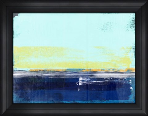 Framed Abstract Navy Blue and Turquoise Print