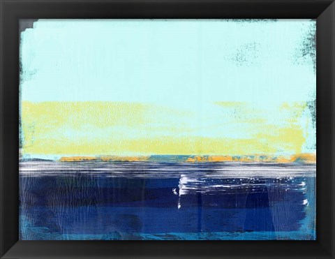 Framed Abstract Navy Blue and Turquoise Print