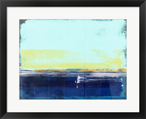 Framed Abstract Navy Blue and Turquoise Print