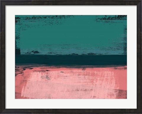 Framed Abstract Green and Red Print