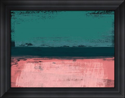 Framed Abstract Green and Red Print