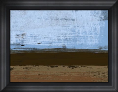 Framed Abstract Blue and Brown Print