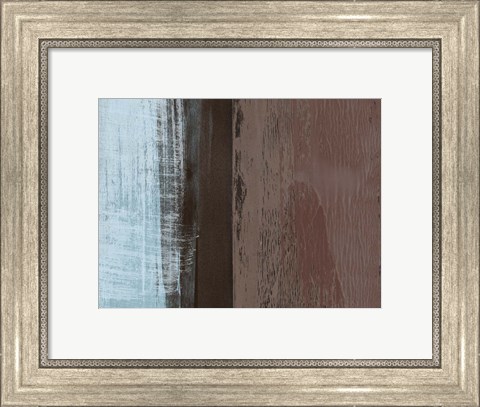 Framed Abstract Light Blue and Brown Print