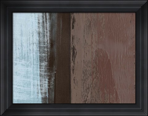 Framed Abstract Light Blue and Brown Print