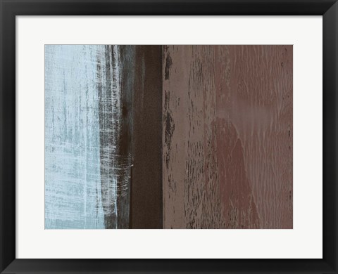 Framed Abstract Light Blue and Brown Print