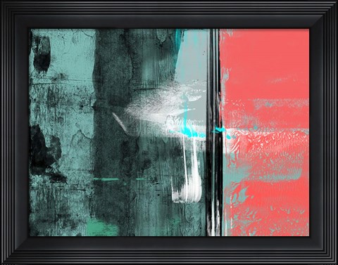 Framed Abstract Green and Orange Print
