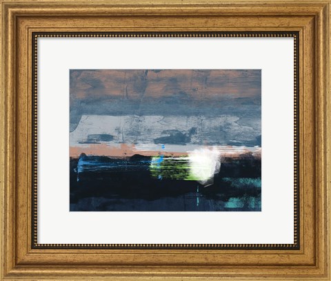 Framed Abstract Navy Blue and White Print