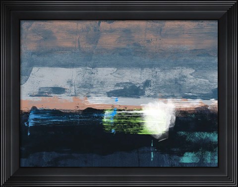 Framed Abstract Navy Blue and White Print