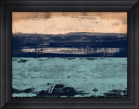 Framed Abstract Turquoise Yellow and Dark Blue Print