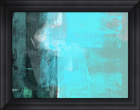 Framed Abstract Turquoise Yellow and Green Print