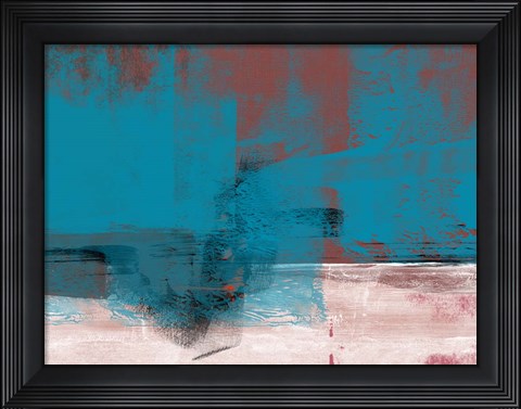 Framed Abstract Blue and Brown I Print