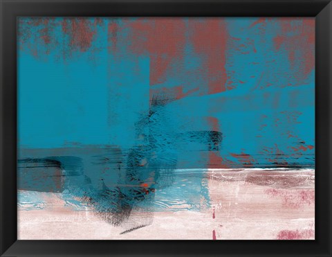 Framed Abstract Blue and Brown I Print