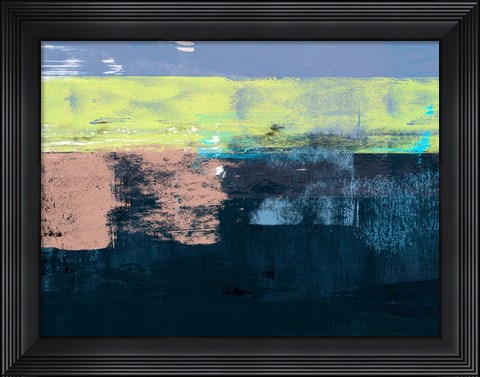 Framed Abstract Blue and Yellow I Print