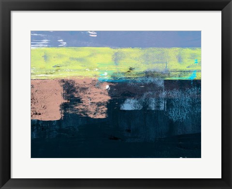 Framed Abstract Blue and Yellow I Print