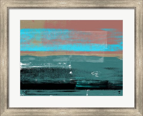 Framed Blue and Brown Abstract Composition Print