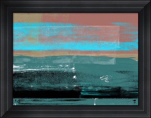 Framed Blue and Brown Abstract Composition Print