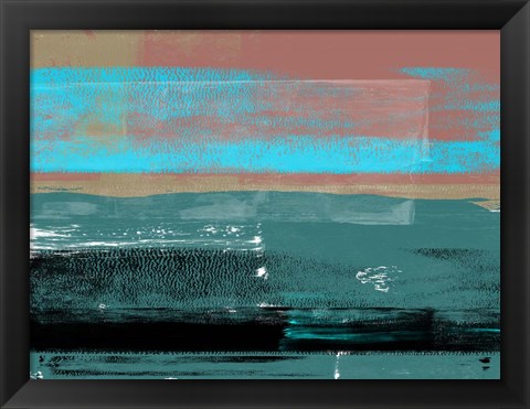 Framed Blue and Brown Abstract Composition Print