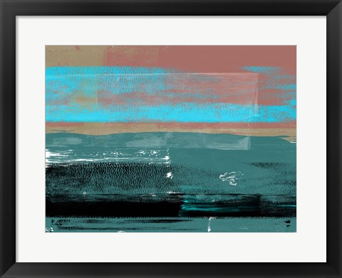 Framed Blue and Brown Abstract Composition Print