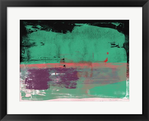 Framed Green Abstract Composition I Print