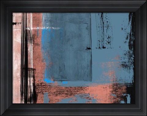 Framed Blue and Brown Abstract Composition I Print