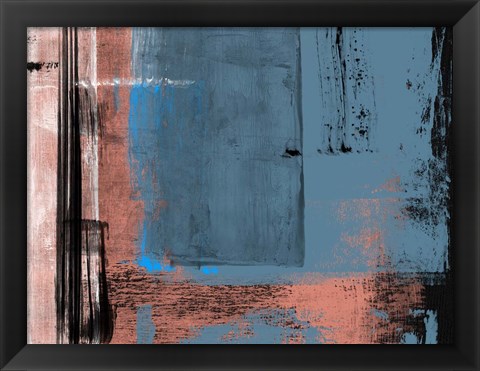 Framed Blue and Brown Abstract Composition I Print