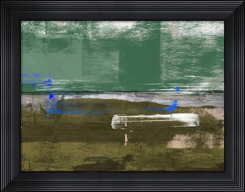 Framed Olive and Green Abstract Composition I Print