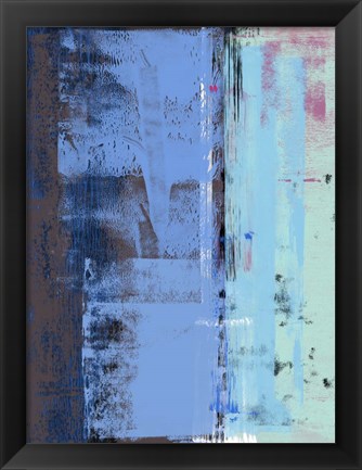 Framed Turquoise Blue Abstract Composition I Print