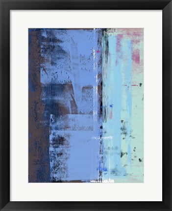 Framed Turquoise Blue Abstract Composition I Print