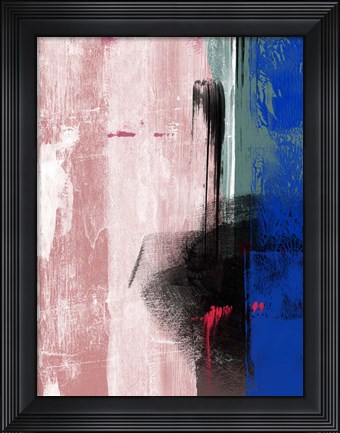 Framed Blue and Black Abstract Composition I Print