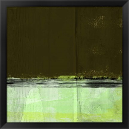 Framed Green and Olive Abstract Composition I Print