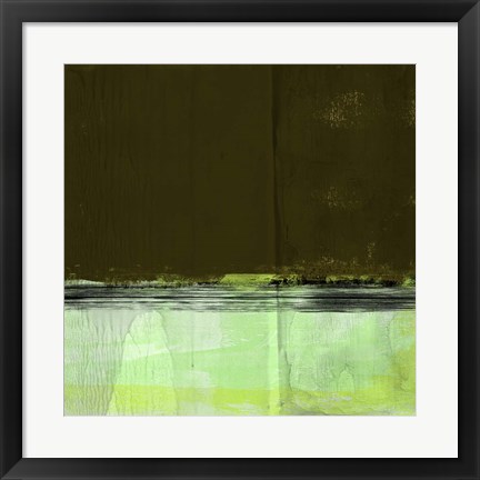 Framed Green and Olive Abstract Composition I Print