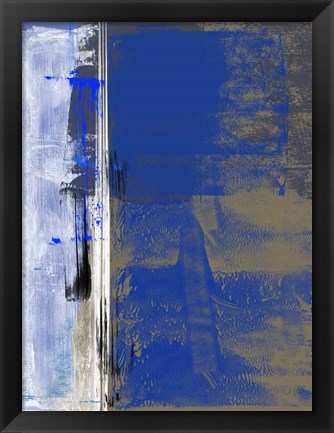 Framed Blue and White Abstract Composition I Print