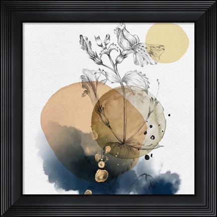 Framed Flower and Watercolor Circles III Print