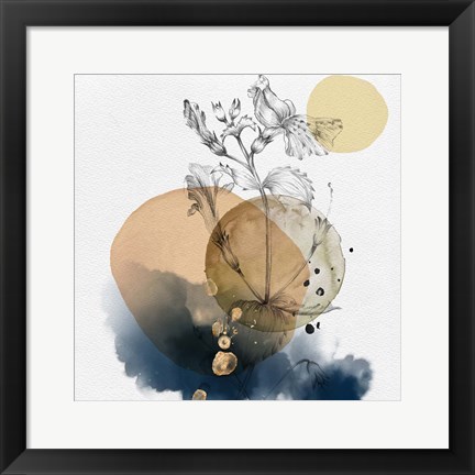 Framed Flower and Watercolor Circles III Print