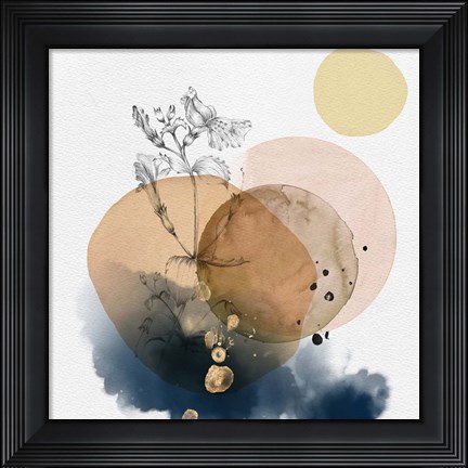 Framed Flower and Watercolor Circles IV Print