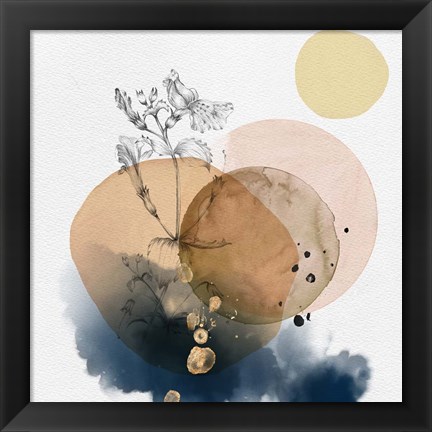 Framed Flower and Watercolor Circles IV Print