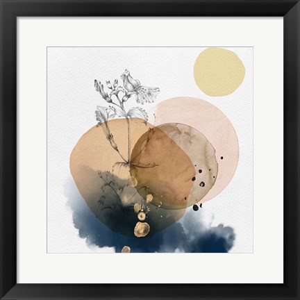 Framed Flower and Watercolor Circles IV Print