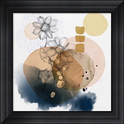 Framed Abstract  Flower Watercolor Composition Print