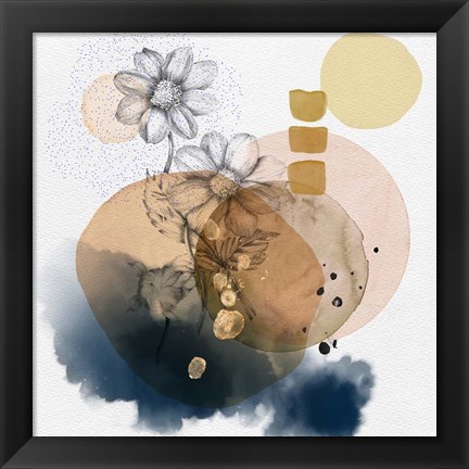 Framed Abstract  Flower Watercolor Composition Print